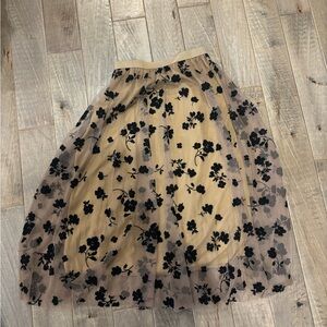Amazon Black Floral A-Line Tulle Skirt